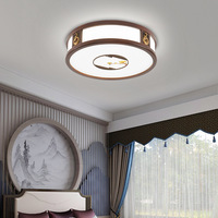 Nouveau bois chinois bois de santal couleur chambre lumière salon salle à manger lumière rétro bois massif rond chinois Led plafonniers
