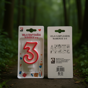 เทียนตัวเลขขอบแดง 3 12/แพ็ค ของตกแต่งงานวันเกิด - Product Image 2