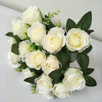 Bouquet de 18 têtes de roses artificielles en soie pour mariage et décoration intérieure