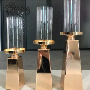 Fábrica Atacado Casamento Mesa Decoração Metal Casamento 3 Pcs Gold Candle Holder Stand