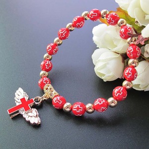 Souvenir de fête de Pâques, bracelet en acrylique avec ailes d'ange et croix, <span class=keywords><strong>cadeau</strong></span> de baptême, <span class=keywords><strong>cadeau</strong></span> de première communion pour garçon ou fille - Product Image 4