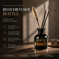 Vase diffuseur en verre dépoli noir mat pour bâtonnets, avec gravure personnalisée et logo sérigraphié, pour parfum d'ambiance - Vente en gros