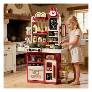 Kids Pretend Cooking Kitchen Toy Bench Refrigerator Sink <b>Storage</b> <b>Basket</b> Educational Exploration Family Joy Learning - Product Image 4