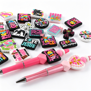 Breloques en silicone colorées de qualité alimentaire sans BPA avec citations et motifs religieux pour la fabrication de bracelets et de perles pour stylos - Product Image 2