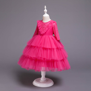 Robe de princesse en dentelle et perles pour enfants, robe de bal formelle, jupe superposée, robe de fête en dentelle pour filles, robe tutu pour enfants - Product Image 4