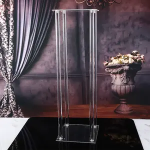 80cm boyunda şeffaf dekoratif çiçek düzenleme şeffaf akrilik çiçek standı düğün masa centerpiece için