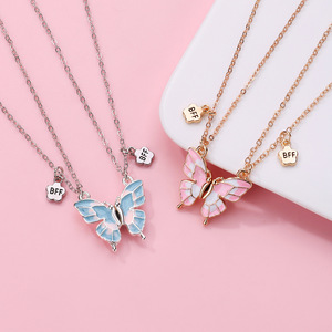 Collar con Colgante de Corazón Magnético en Oferta, Collar con Colgante de Corazón con Esmalte para Parejas, Mejores Amigos para Siempre, Collar BFF - Product Image 1