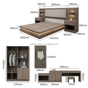 Set di Mobili Moderni per Camera da Letto di <span class=keywords><strong>Hotel</strong></span> 4 Stelle, Arredamento Minimalista in Legno Massello per Progetti Alberghieri - Product Image 1