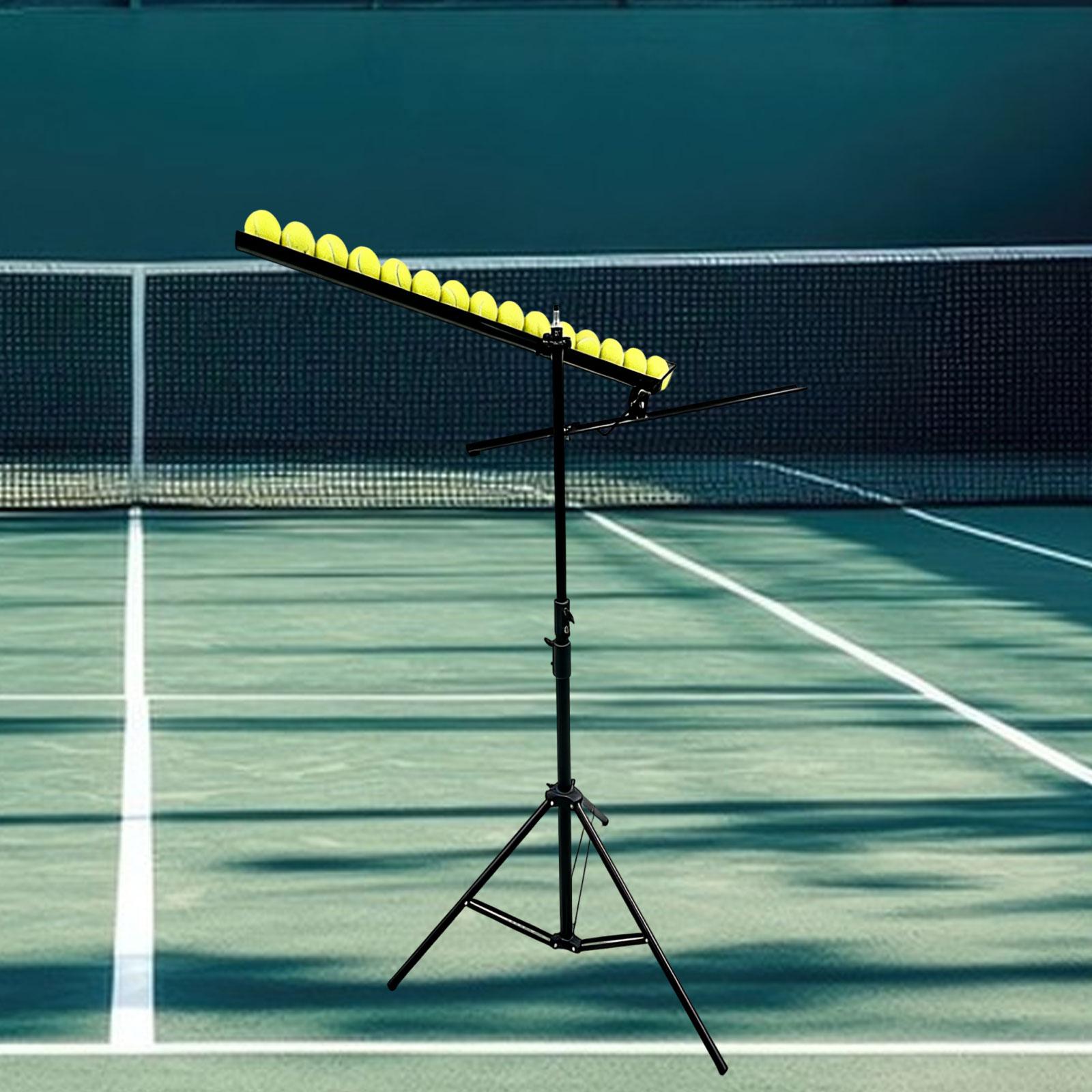 Adjustable Lightweight Portable Tennis Ball Dropping Machine with Iron & Plastic Construction for Solo Home and Court Training