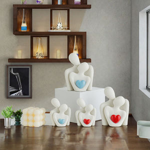 JANEERMEI Figura Decorativa de Cerámica con Corazón Rojo, Ecológica, para Parejas, para el Hogar, Estudio, Regalo de San Valentín, Talla S - Product Image 3