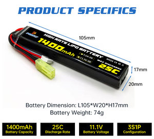 Ponfly 3S 11.1V 1400mAh <span class=keywords><strong>25C</strong></span> bán buôn Airsoft pin 1400mAh <span class=keywords><strong>2S</strong></span> 7.4V Airsoft <span class=keywords><strong>LiPo</strong></span> pin với xt30 deans t cắm kết nối - Product Image 2