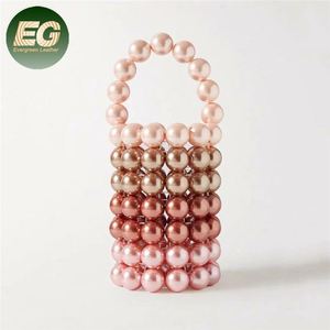PEB36-Bolso de mano de noche con perlas para <span class=keywords><strong>mujer</strong></span>, cartera de mano de lujo hecha a mano con cuentas de caramelo y <span class=keywords><strong>pinky</strong></span>, bolso de cubo con perlas - Product Image 1