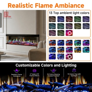 Chimeneas Decorativas Virtuales 3D, <span class=keywords><strong>Chimenea</strong></span> Eléctrica Moderna con Pantalla LCD, WiFi, Holográfica, Lineal, de 3 Lados, para Montar en la Pared - Product Image 3