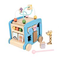 Cubo de Actividades de Madera para Bebés Qiaike, Juguetes Educativos Montessori, Juguete de Aprendizaje, Autobús Multifuncional, Caja de Actividades, Habilidades Motoras Finas para Niños