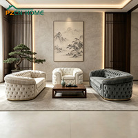Ensemble de canapés en velours style Chesterfield sur mesure avec boutons capitonnés et accoudoirs ronds pour projets hôteliers et résidentiels haut de gamme