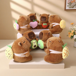 Llavero de Peluche 3D de <span class=keywords><strong>Capibara</strong></span> de Dibujos Animados, Suave, Ecológico y Duradero, con Cabeza de Fruta (Fresa, Sandía, Piña) - Product Image 1