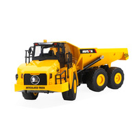 Camion benne électrique Huina 1553 télécommandé 1/16 pour enfants, en métal, avec son et lumière, portée 25 m, prêt à l'emploi