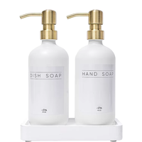 Bouteille cosmétique Boston blanche de 16oz Distributeur de savon liquide en verre doré de 16oz avec bouchon à vis Bouteilles en verre de 16oz