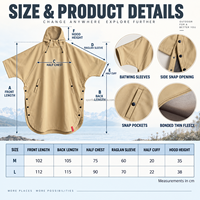 Poncho de change d'extérieur à marque privée, doublure polaire fine, résistant à l'eau, manches longues chauve-souris, robe de bain et de surf pour hommes et femmes