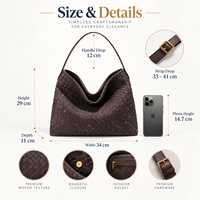 Sac Hobo en Daim Doux Tressé pour Femme, Sacs à Bandoulière, Sac à Main Sous le Bras, Sangle Réglable, Sac Bandoulière, Logo Personnalisé, Vente en Gros Usine