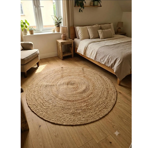 Tapis rond en jute fait main, tapis tressé naturel, style bohème rustique, tapis de sol pour salon, chambre à coucher, décoration intérieure - Product Image 1