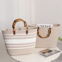 New Capacity Straw Bags Women Handmade Woven Basket Bolsa Tote