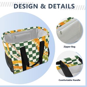 Sac fourre-tout de plage en toile imprimée à carreaux, impression à la demande, design hawaïen Palaka personnalisé, grande capacité, sac à main pliable pour femmes - Product Image 6