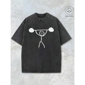 เสื้อยืดฮิปฮอปทรงบ็อกซี่พิมพ์ลายกราฟิกแบบหนาพิเศษ 1 ตัว เสื้อยืดคอตตอนเปล่าคุณภาพสูงสั่งทำได้ สตรีทแวร์โอเวอร์ไซส์แบบวินเทจ - Product Image 2