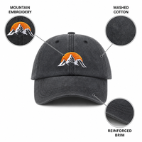 Gorra de Papá Personalizada con Bordado, de Algodón Lavado, para Montaña y Aire Libre, de 6 Paneles, Ajustable, 9 Colores, Estilo Vintage, para Senderismo, OEM, Venta al por Mayor, MOQ Bajo