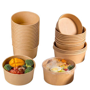 Échantillon Gratuit Bols à Salade en Papier Jetables Revêtus de PE avec Feuille d'Or 500ml/650ml/750ml/1000ml Emballage Alimentaire Personnalisé avec Logo pour Plats à Emporter - Product Image 4