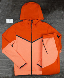 طقم تدريب رجالي مخصص بشعار، جاكيت بغطاء رأس وسروال رياضي (Jogger) وهودي، طقم من قطعتين للرجال - Product Image 2