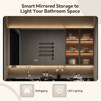 Meuble-lavabo mural de style minimaliste classique avec vasque simple, miroir intelligent et armoire de rangement pour salles de bain d'hôtels et villas