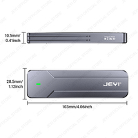 OEM aluminium USB3.2 Gen2 tipe-c M.2 SATA/NVMe SSD kandang 2280 mendukung 6Gbps/10Gbps JMS580B/JMS583 Pesanan massal HDD kandang