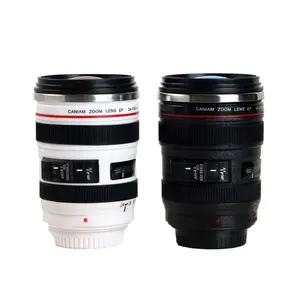 2023 Novo Slr Camera Lens Cup 24-105mm 1:1 Escala De Plástico Copo De Chá De Café Caneca 400ml Criativo Copos E Canecas Com Tampa