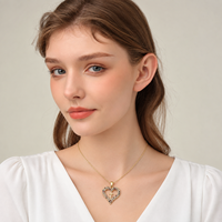 Nouveau Collier ARNAN en forme de cœur plaqué or avec zircons incrustés, chaîne tendance, pendentif haut de gamme, cadeau, bijoux pour femme