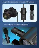 Microphone Lavalier Sans Fil K15 pour iPhone, Android et Appareil Photo, Mini Microphone 3-en-1 2.4G à Latence Ultra-Faible pour Enregistrement Vidéo/Vlog