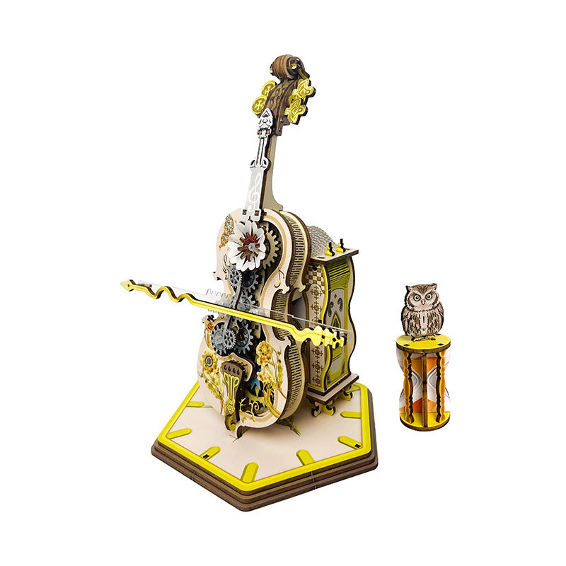 Cuteefun Kit Modelo Violonchelo 3D De Madera Y Caja De Música, Puzzle Para Regalar En Cumpleaños Y San Valentín