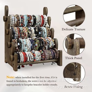 Wooden Bracelet Display <b>Stand</b> 4 Layers Solid Wood Jewelry Organizer Desktop Storage Rack For Home Use - Product Image 4