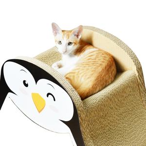 Neues Design Umwelt freundlicher Stand Pinguin-förmiges Recycling-Wellpappe Pappe Cat Paws Scratcher House - Product Image 1