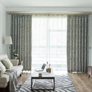 패턴 잎 인쇄 커튼이있는 녹색 쉬어 커튼 녹색 쉬어 침실 거실을 위한 보일 쉬어 창 커튼 패널