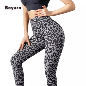 Boyarn Leggings de sport pour femmes imprimé léopard Fitness pantalon séchage rapide respirant taille haute hanche levage Jogging Leggings - Product Image 5