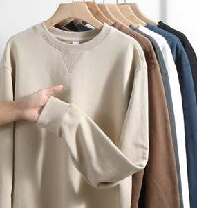 Sudadera de cuello redondo de algodón peinado grueso de 380 g, jersey de felpa de manga larga, top informal - Product Image 1