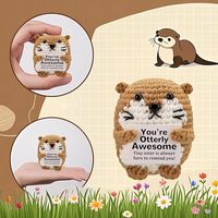 Mini Otter de mer en coton au crochet, fait main, mignon, émotionnel, positif, tricoté, pour stimuler l'énergie, pour adulte, décoration