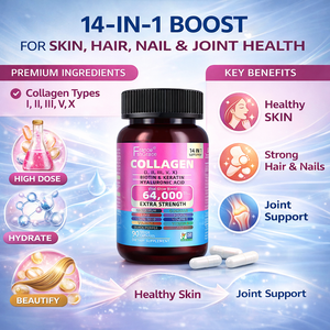 La vendita calda integratore di collagene <span class=keywords><strong>con</strong></span> acido ialuronico <span class=keywords><strong>vitamina</strong></span> <span class=keywords><strong>C</strong></span> biotina supporta la pelle dei capelli unghie 90capsule per le donne e gli uomini - Product Image 6