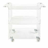 Chariot de bar mobile de luxe personnalisé en acrylique transparent, chariot de service pour hôtel, chariot de salle à manger, chariot de buffet