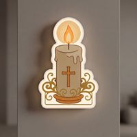 Lampe murale religieuse chrétienne à capteur de mouvement sans fil, rechargeable, à LED, alimentée par batterie, pour décoration d'autel, avec impression 3D et fonction veilleuse