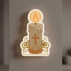 Lampe murale religieuse chrétienne à capteur <span class=keywords><strong>de</strong></span> mouvement sans <span class=keywords><strong>fil</strong></span>, rechargeable, à LED, alimentée par batterie, pour décoration d'autel, avec impression 3D et fonction veilleuse - Product Image 4