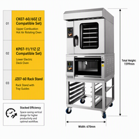 Four combiné commercial 3-en-1 JIEYI FC-CK07-60Z avec commande tactile, protection contre la surchauffe, affichage LED et plateau en pierre pour boulangerie mobile