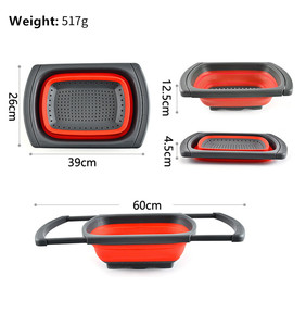 Accessoires de cuisine poignée extensible en plastique légumes fruits panier pliable <span class=keywords><strong>passoire</strong></span> en <span class=keywords><strong>silicone</strong></span> <span class=keywords><strong>passoire</strong></span> pliable - Product Image 2