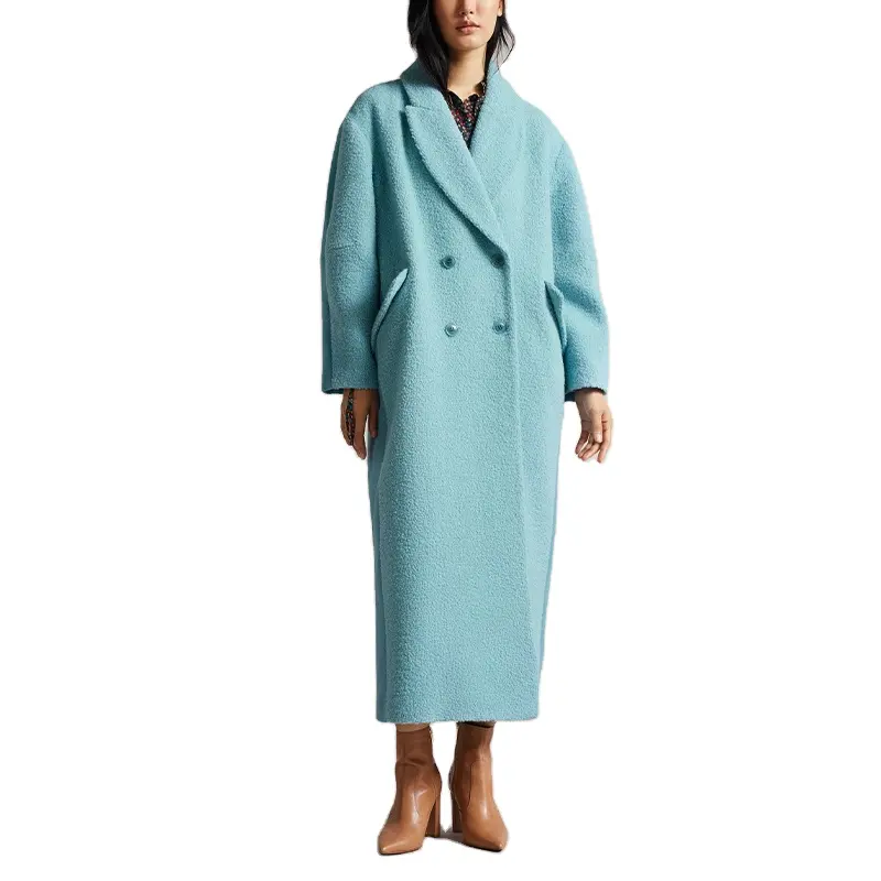 Winter oversized women coats customized double breasted button contrast color women long overcoats